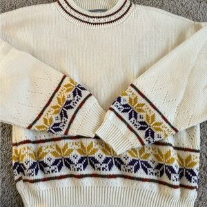 Vintage Cream Patterned Women's Sweater